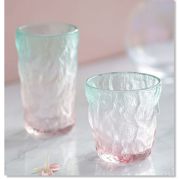  OneNY Gradient Color Frosted Glass Cups with Lids And
