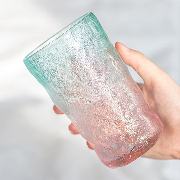 1pc 19cm Tall Trendy Gradient Color Glass Water Cup With Frosted