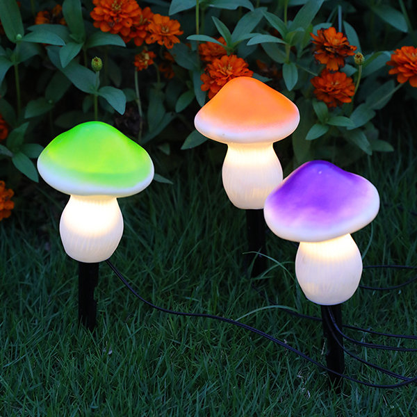 Solar Colored Mushroom Garden Light - Resin - Set of 3 - ApolloBox