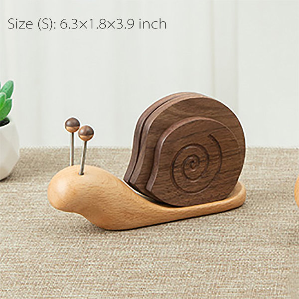 Snail Coaster Set - Beech Wood - Black Walnut Wood from Apollo Box