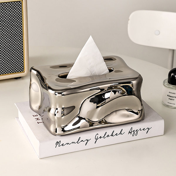 Creative Marshmallow Tissue Box - Ceramic - Beige - Silver - 4 Colors -  ApolloBox