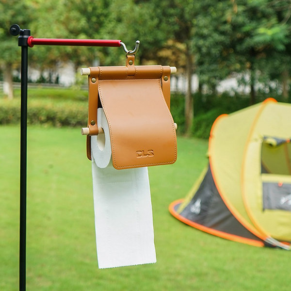 CreativeArrowy Outdoor Paper Towel Rack Organisation Waterproof Brown  Portable PU+Wood Car Tissue Holder