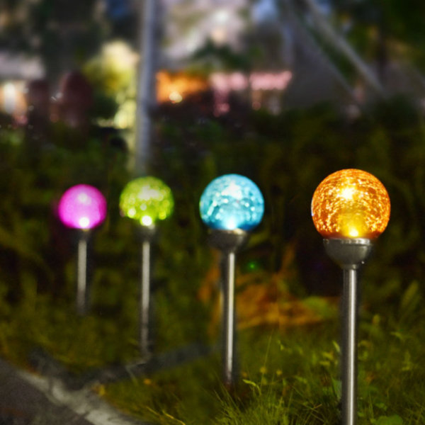 Solar Cracked Glass Ball Light - Pink - Orange - 5 Colors - ApolloBox