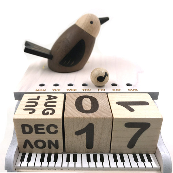 Bird And Piano Music Box - Calendar - Maple Wood - Iron - ApolloBox