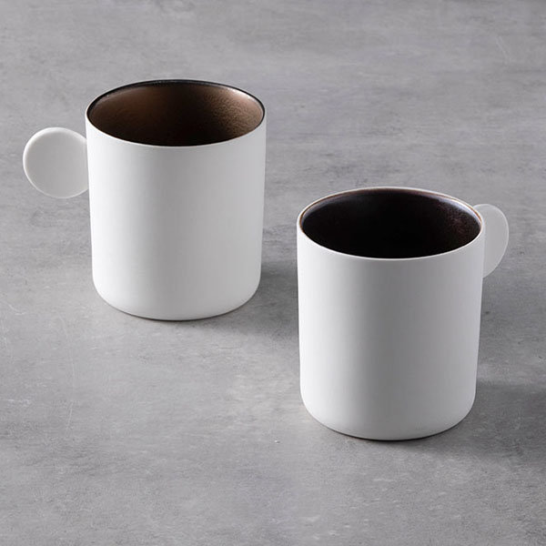 White 18 oz Tall Lidded Ceramic Latte Mug - Caribou Coffee