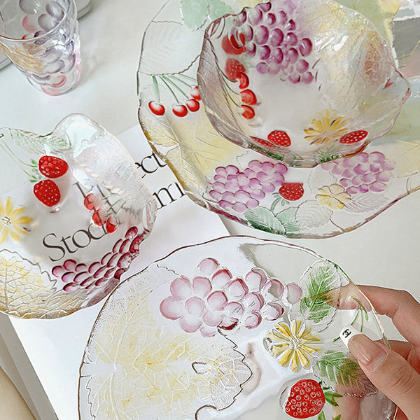 Floral Design Glass Salad Bowls from Apollo Box