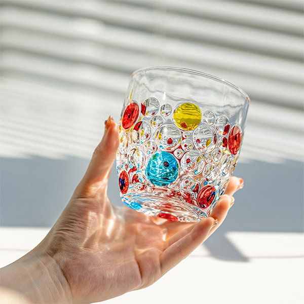 Colorful Embossed Glass Cup - Unique Drinkware from Apollo Box