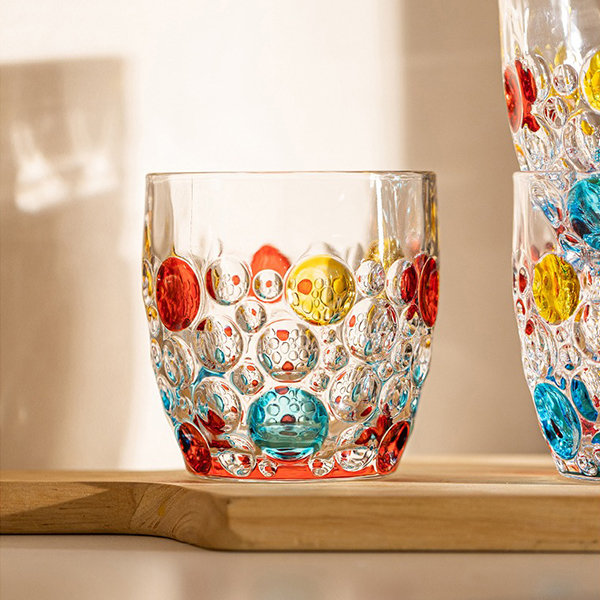 Colorful Embossed Glass Cup - Unique Drinkware from Apollo Box