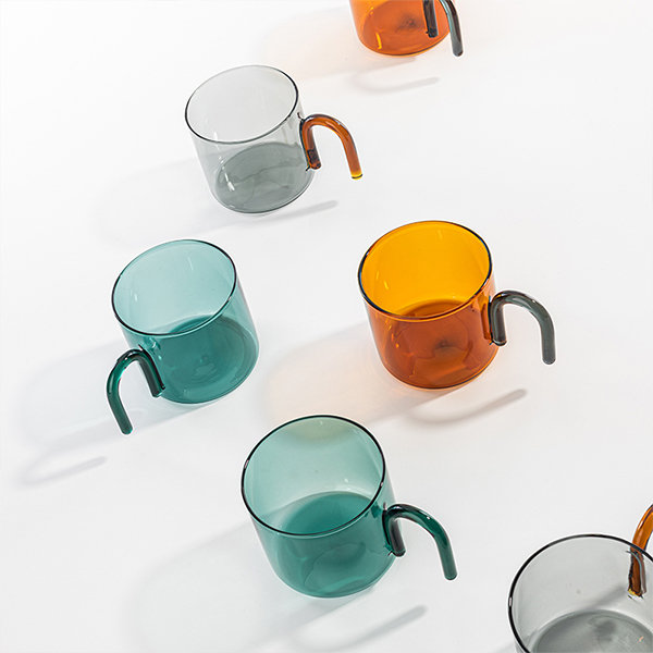 Modern Glass Mug - Brown - Green - Blue - ApolloBox