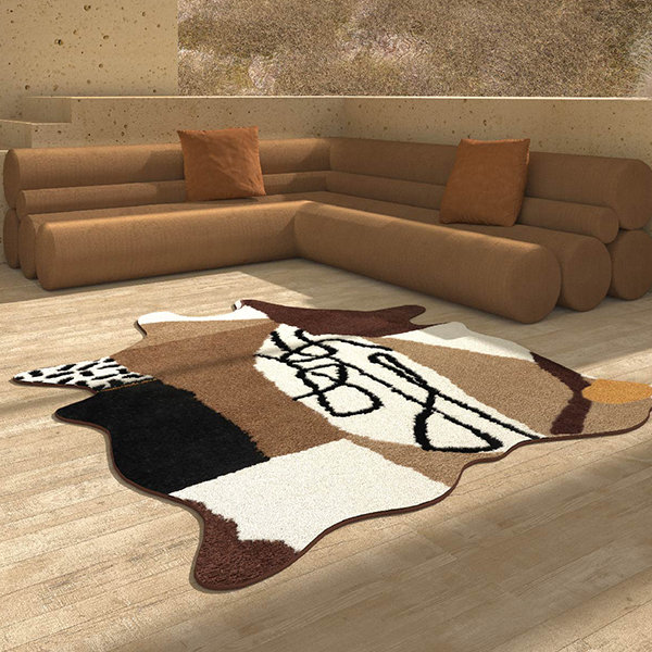 Creative Cute Cow Rug - Polyester - Coffee - Beige And Black - 4 Colors