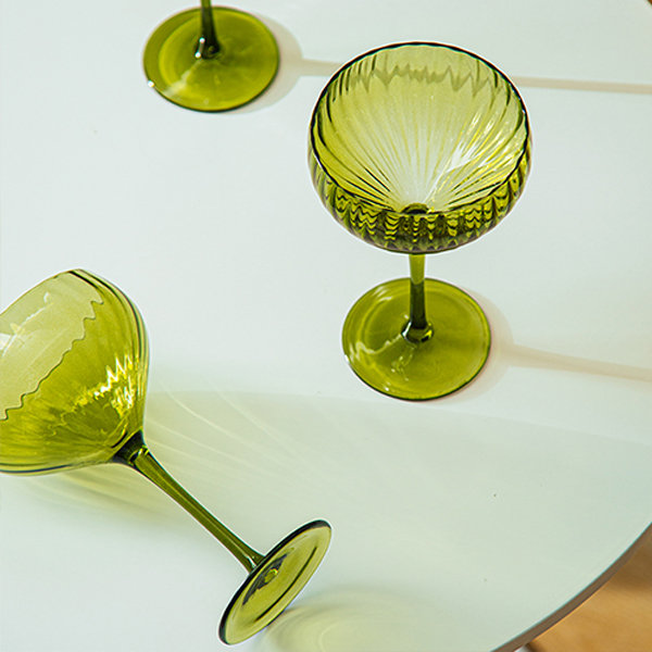 Green Glass Goblets Vintage, Vintage Glass Wine Glasses