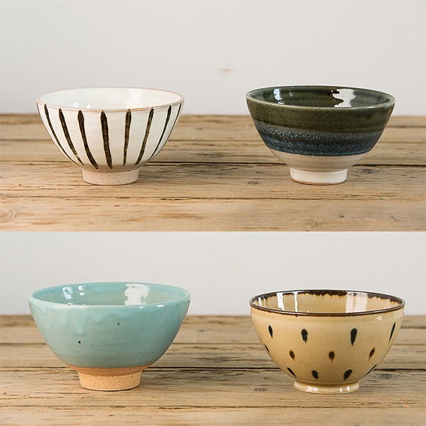 Japanese Style Ceramic Bowl - Microwave Safe - Green - Red - ApolloBox