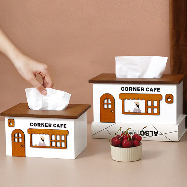 Cute Coffee Table Tissue Box - MDF - Cafe - 3 Patterns - ApolloBox