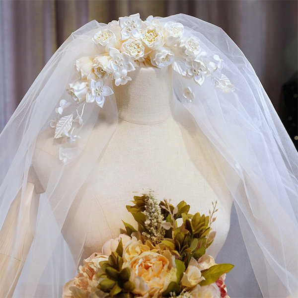 Floral Wedding Veil, Bridal Veil, Flower Wedding Veil, Lace Floral