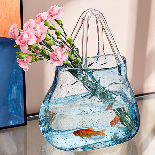 Handbag Vase - Glass - 2 Sizes - Blue - ApolloBox
