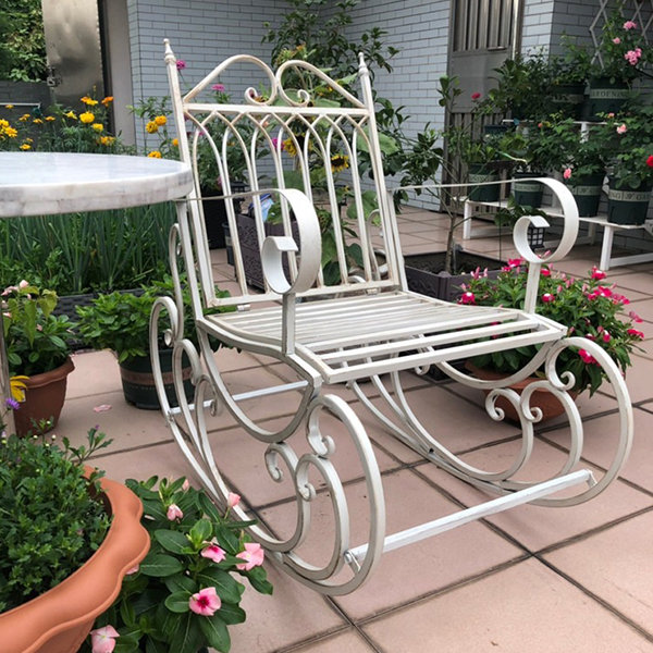 Retro Rocking Chair - Garden Chair - Green - White