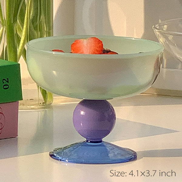 Handle Glass Bowl - Green - Amber - 4 Colors - ApolloBox