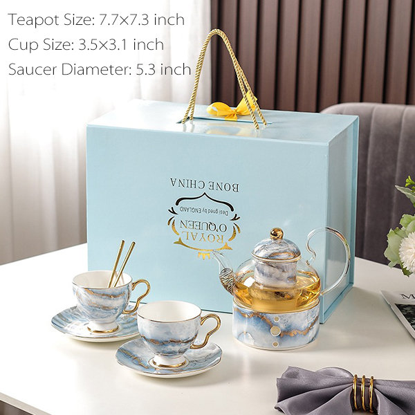 Ceramic with Teapot Porcelain Gold Coffee Cups Saucer - China Tea Set and  Ceramic price