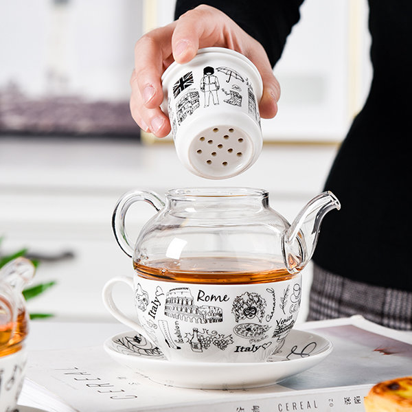 Vintage Embossed Flower Tea Set - Glass - 2 Styles Available from Apollo Box