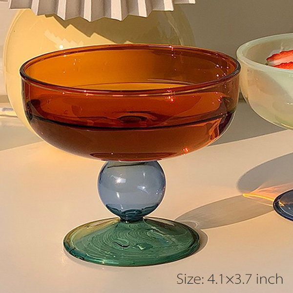 Handle Glass Bowl - Green - Amber - 4 Colors - ApolloBox