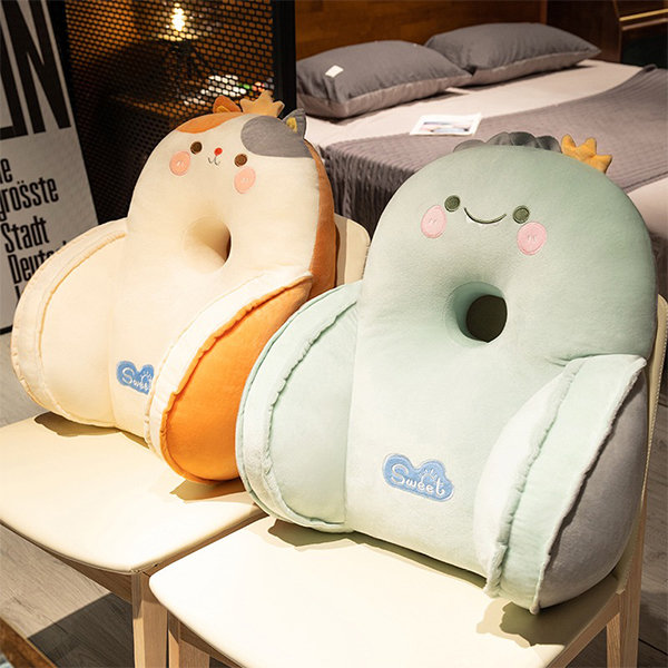 Cartoon Chair Cushion Toast Travel Plush Back Cushions Soft