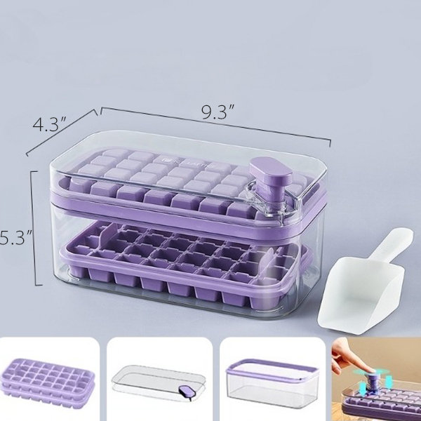 Press Ice Tray Mold - Orange - Purple - Green - White - ApolloBox
