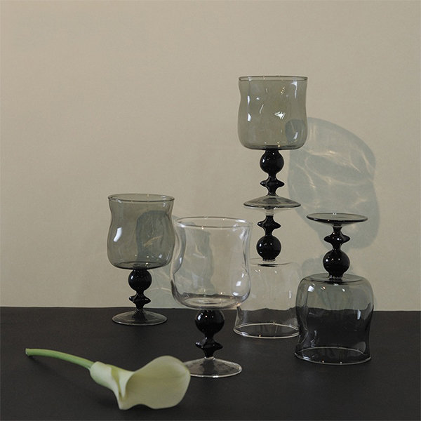 Vintage Goblet - Glass - Black - Transparent