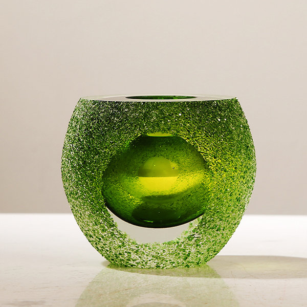 Glass Candle Holder - Green - 2 Sizes