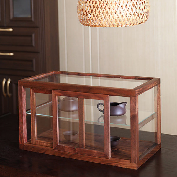 Japanese Style Bedside Storage Cabinet - Cherry Wood - Stainless Steel -  ApolloBox