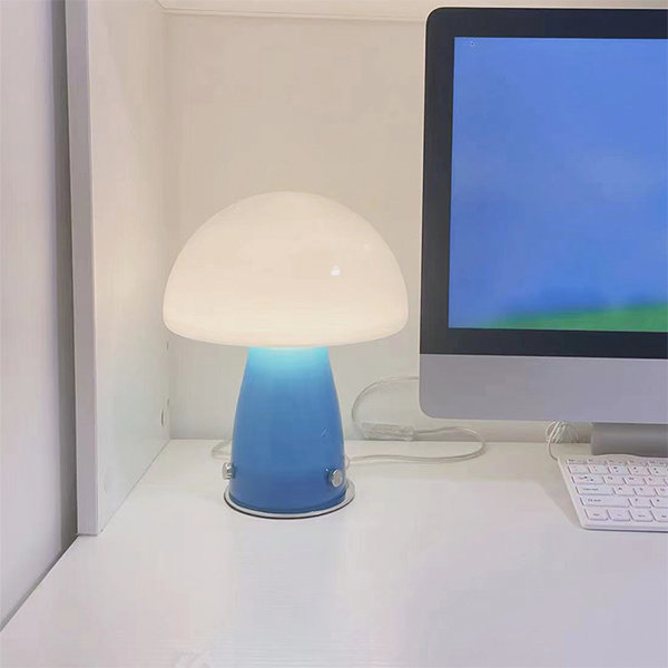 Joyful Large Glass Mushroom Lamp / Green and Blue Dot – Mon Pote