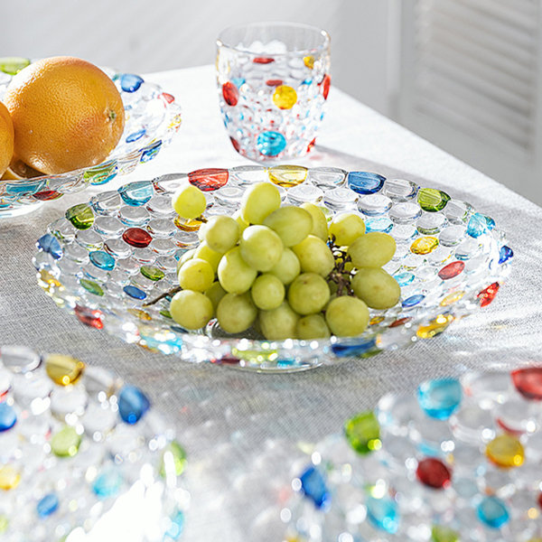 Creative Crystal Glass Fruit Bowl - Colored Beads - ApolloBox