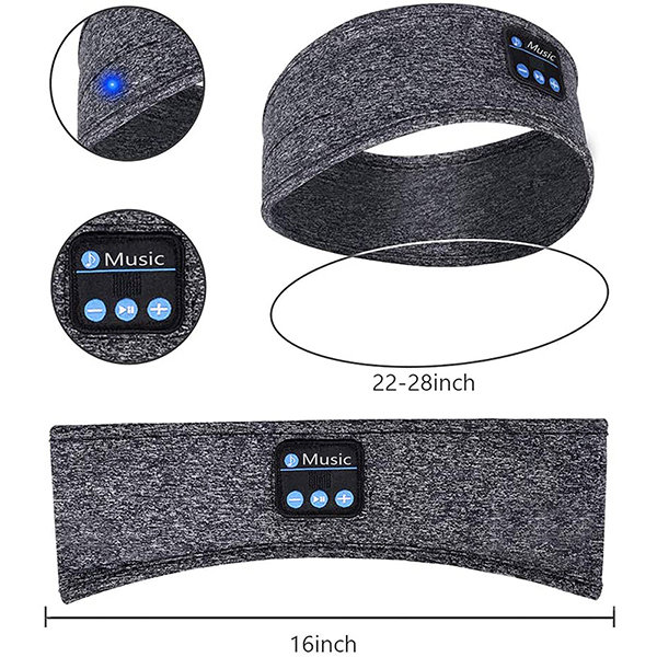 Sleep Eye Mask - With Bluetooth Headphones - Gray - Black - ApolloBox