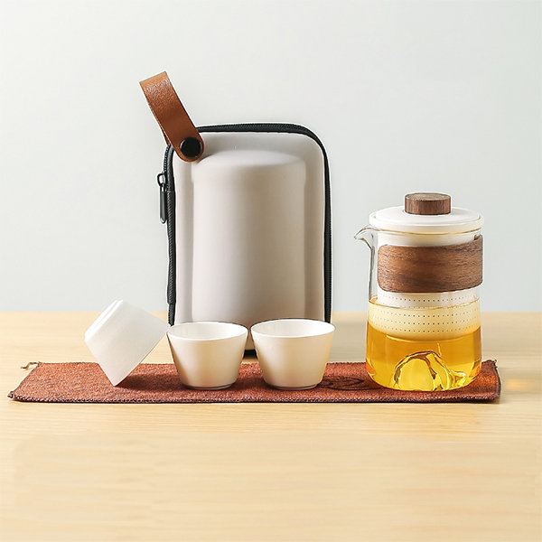Travel Portable Glass Tea Set High Temperature Resistant Tea Cup Set With  Carring Cases Hot Travel Essential Tea Set Accessories