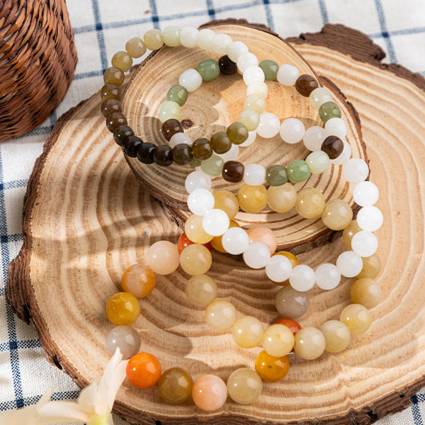 Natural Beaded Bracelet - Jade - Chestnut - Corn - 5 Colors