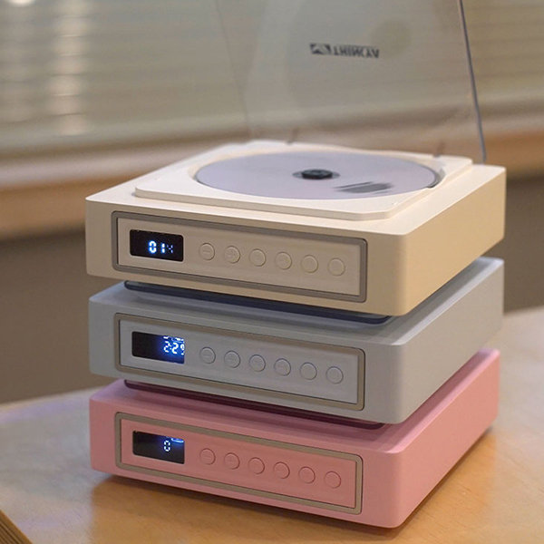 Retro CD Player - Wood - Blue - Pink - ApolloBox