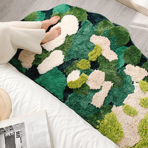 Embossed Moss Rug - Polyester - Waterproof and Non-slip Backing