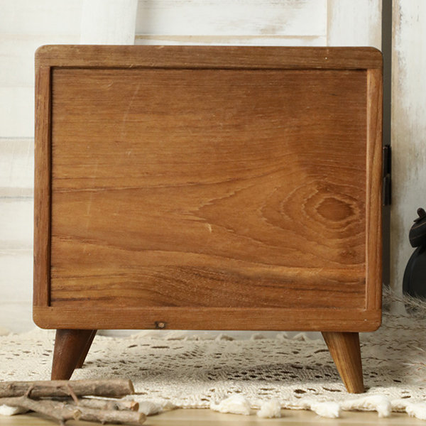 Desktop Storage Cabinet - Wood - Glass - 2 Drawers - Vintage from Apollo Box