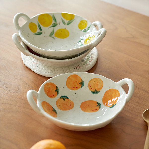 Cute Hand-painted Fruit Lemon Designed Ceramic Small Bowls For Ice