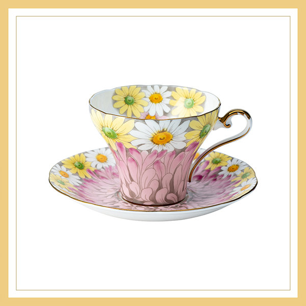 Pretty Flower Coffee Cup And Saucer Set - Pink - White - Blue from Apollo  Box