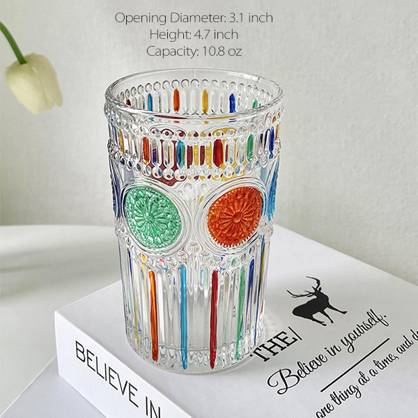 Colorful Embossed Glass Cup - Unique Drinkware from Apollo Box