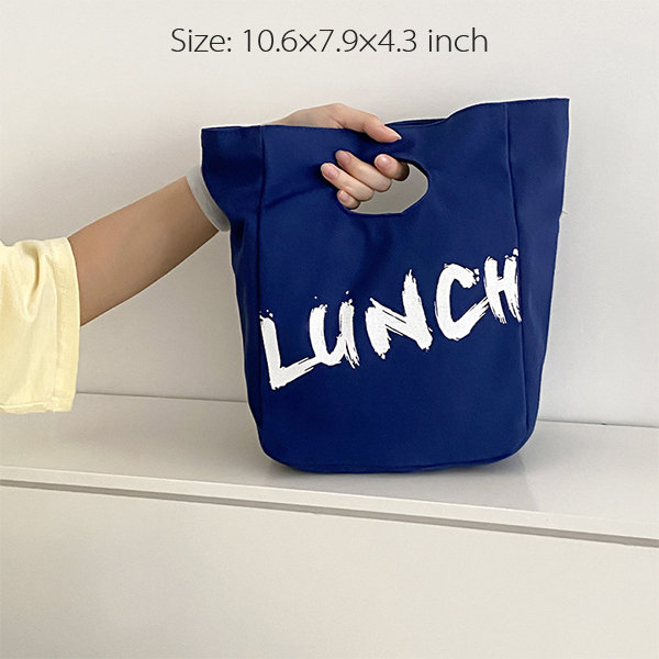 Minimalist Insulated Canvas Lunch Bag - Blue - Black - White - ApolloBox