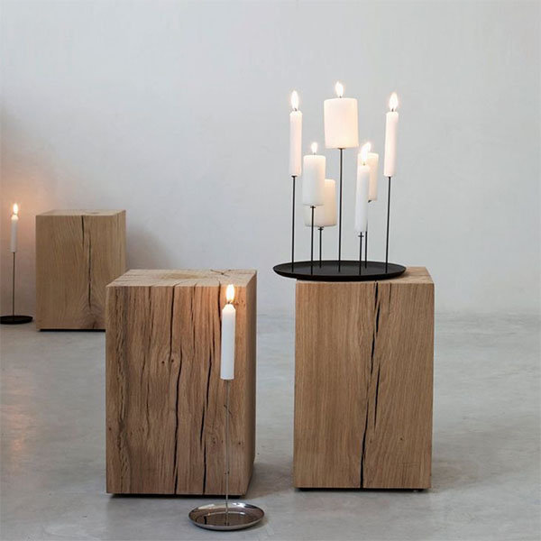 Minimalist Square Side Table - Pine Wood - Black - 3 Sizes