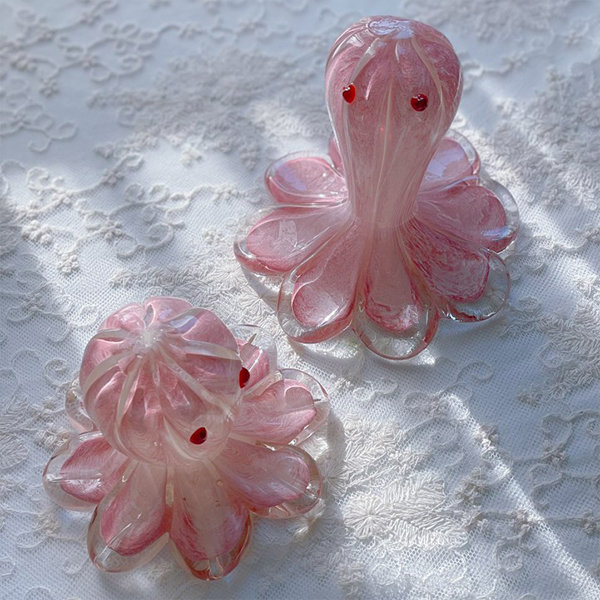 Rainbow Octopus Glass Cup Set of 2- Handcrafted