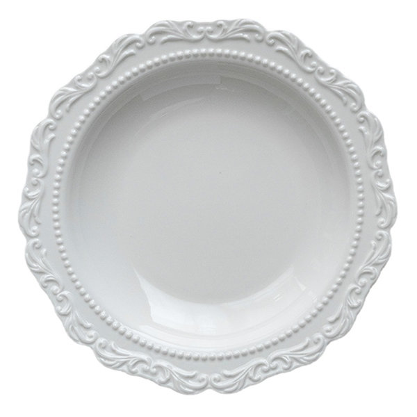 Retro Embossed Tableware - Ceramic - White - Bowl - Plate - ApolloBox