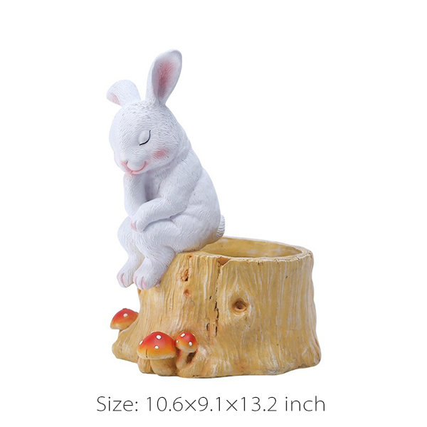 Adorable Rabbit Flower Pot - Resin - Mushroom - ApolloBox