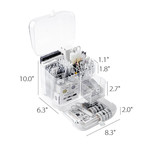 Stationery Storage Box - Transparent - Multiple Compartments from Apollo Box