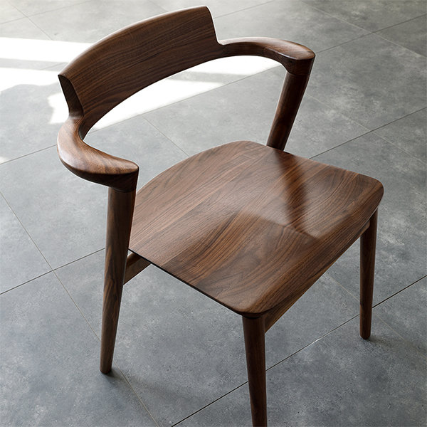 Wooden Dining Armchair Black Walnut Wood Ergonomic Design