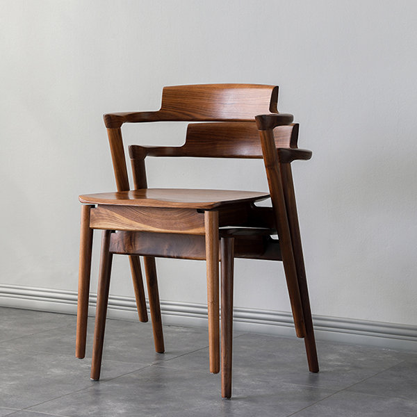 Wooden Dining Armchair Black Walnut Wood Ergonomic Design from Apollo Box