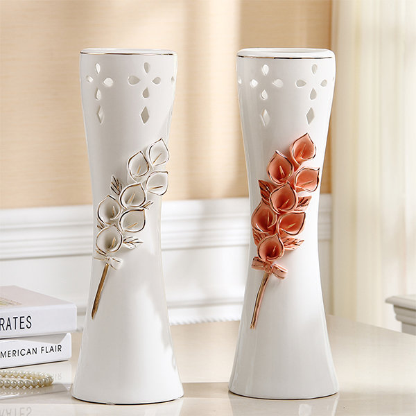 Minimalist Vase Decor - Ceramic - Pink - White - 2 Sizes