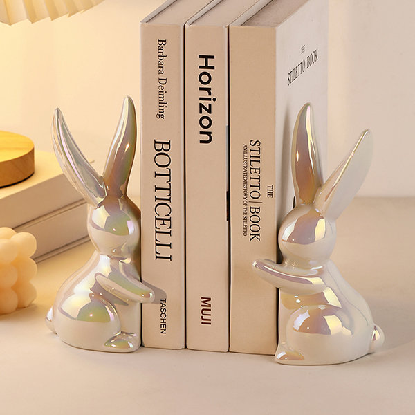 Modern Rabbit Bookends - Ceramic - 3 Patterns
